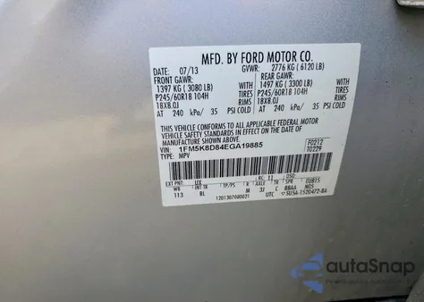 2014 Ford Explorer Xlt z USA, uszkodzony, nr VIN 1FM5K8D84EGA19885